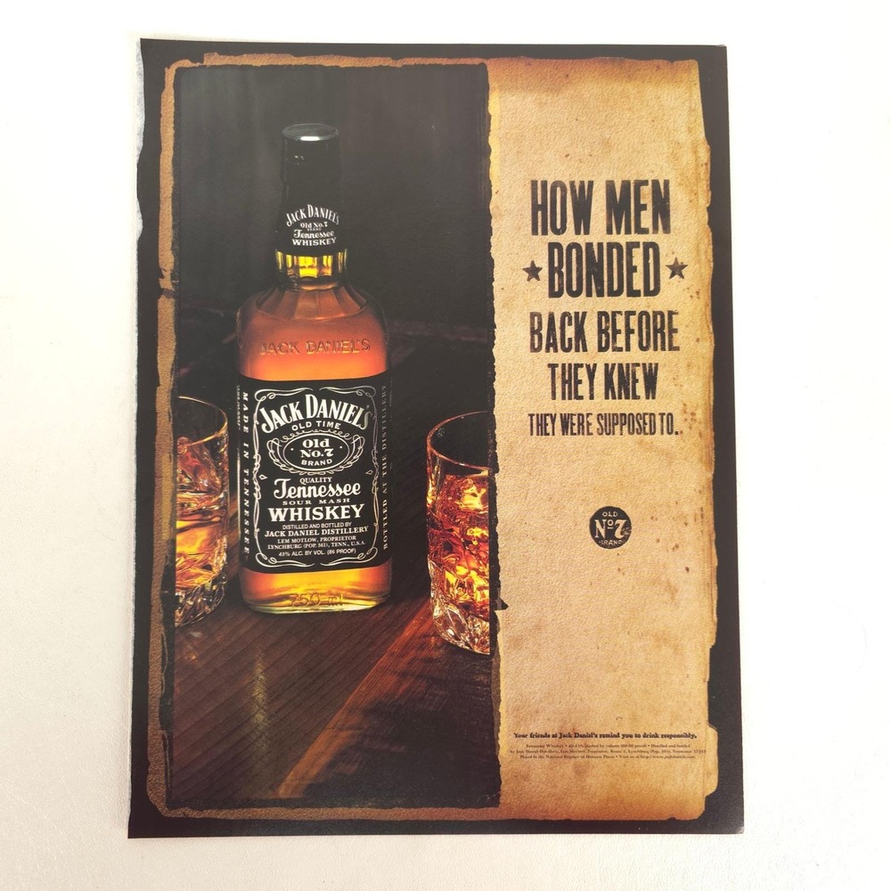 Vintage Jack Daniels Whiskey Print Ad Y2K Bar Decor Advertising Promotional 2000